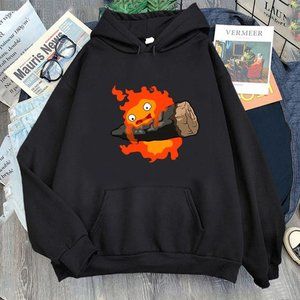 Unisex Calcifer Howl Moving Castle Studio Hoodie Sweatshirt Casual Harajuku